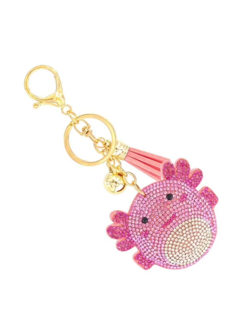 Pink Creature Tassel Bling Faux Suede Stuffed Pillow Key Chain Handbag Charm